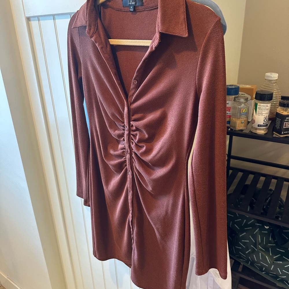 Lulu's Brown Ruched Women's Dress
